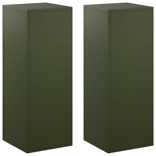 Kasviteline 2 pcs Oliivinvihreä 30 x 30 x 80 cm Teräs