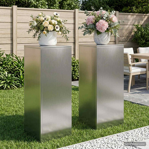 Kasviteline 2 pcs Hopea 30 x 30 x 80 cm Ruostumaton teräs