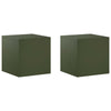 Kasviteline 2 pcs Oliivinvihreä 40 x 40 x 40 cm Teräs
