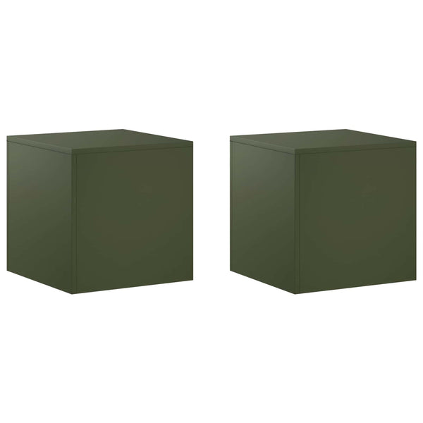 Kasviteline 2 pcs Oliivinvihreä 40 x 40 x 40 cm Teräs