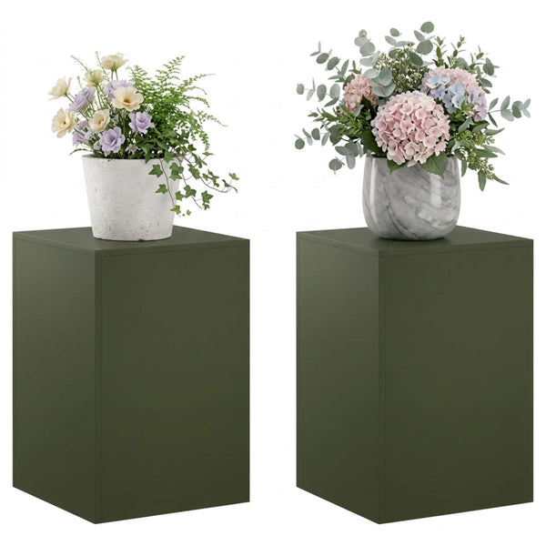 Kasviteline 2 pcs Oliivinvihreä 40 x 40 x 60 cm Teräs