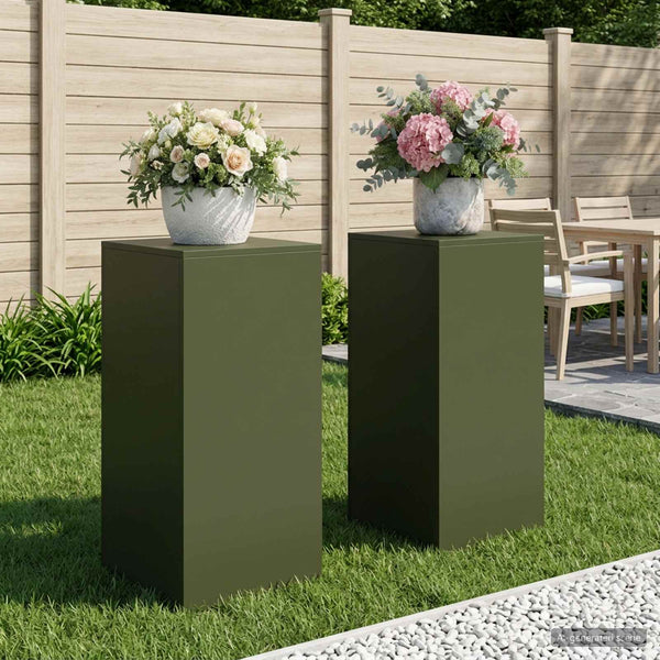 Kasviteline 2 pcs Oliivinvihreä 40 x 40 x 80 cm Teräs