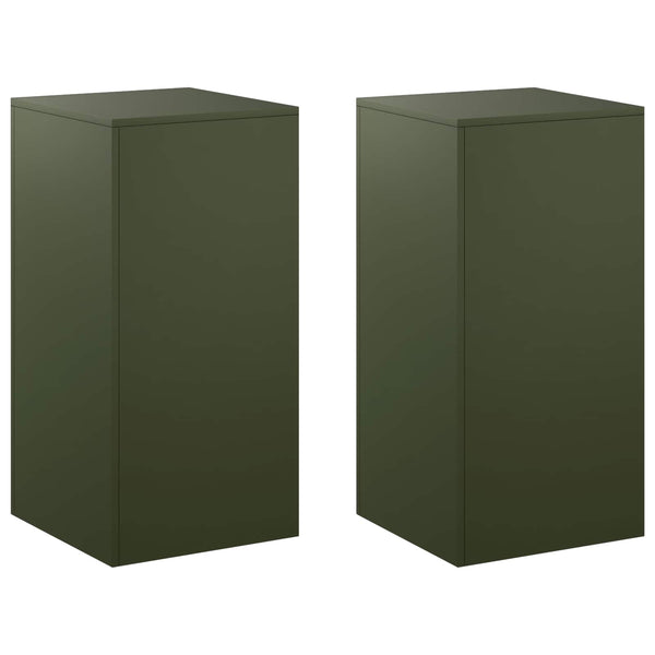 Kasviteline 2 pcs Oliivinvihreä 40 x 40 x 80 cm Teräs