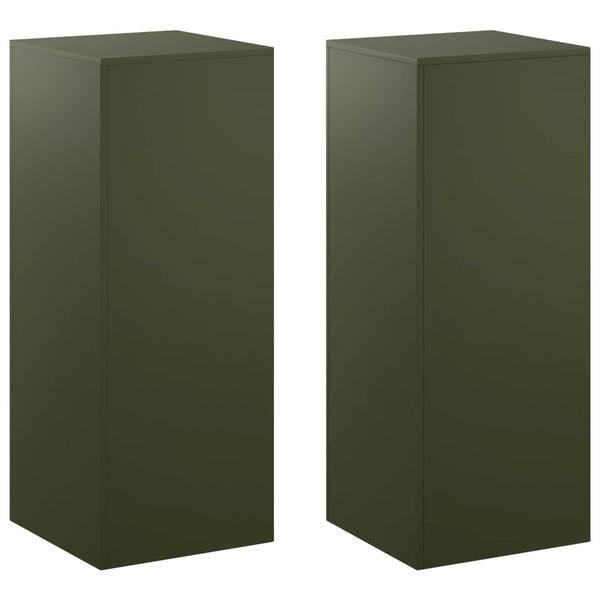 Kasviteline 2 pcs Oliivinvihreä 40 x 40 x 100 cm Teräs