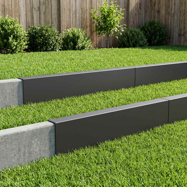 Puutarhan reunusprofiili 10 kpl 100 x 5 x 15 cm Teräs Musta