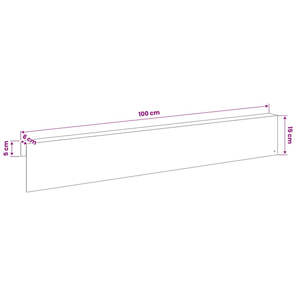 Puutarhan reunusprofiili 2 kpl 100 x 6 x 15 cm Teräs Musta