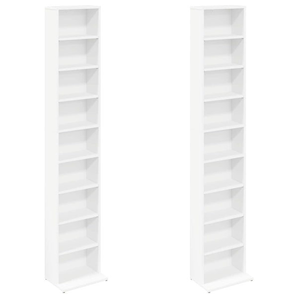 CD-kaappi 2 kpl valkoinen 33 x 23,5 x 175 cm Tekninen puu