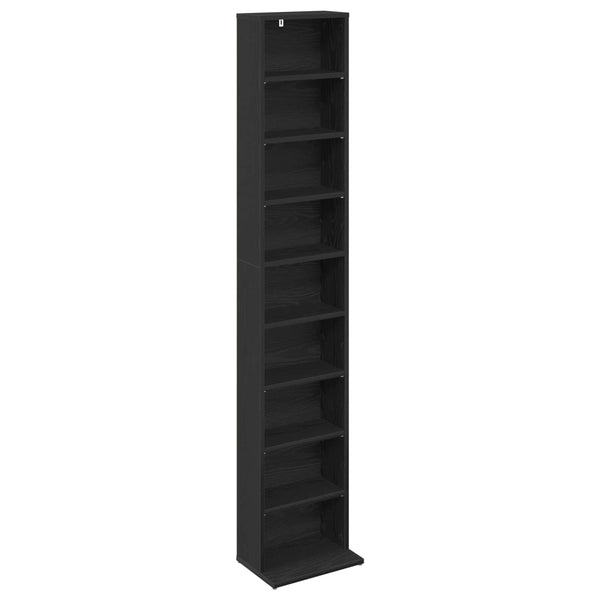 CD-kaappi 2 kpl Musta tammi 33 x 23,5 x 175 cm Tekninen puu