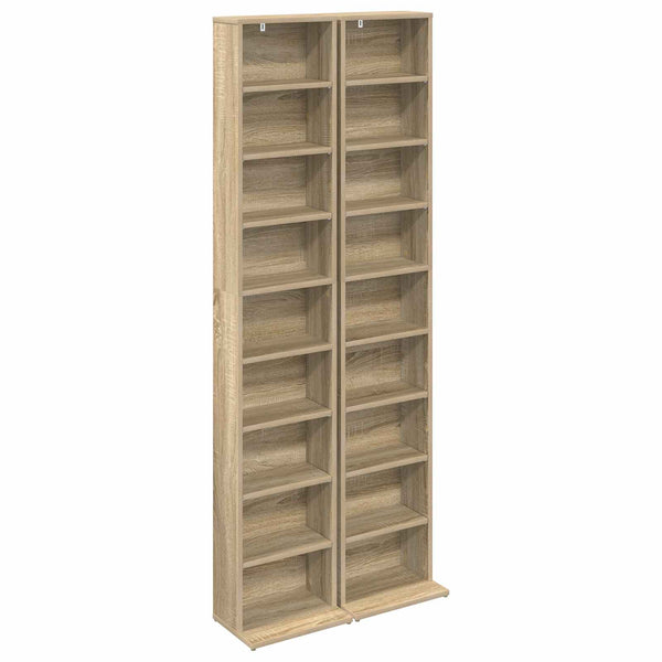 CD-kaappi 2 kpl Sonoma-tammi 33 x 23,5 x 175 cm Tekninen puu