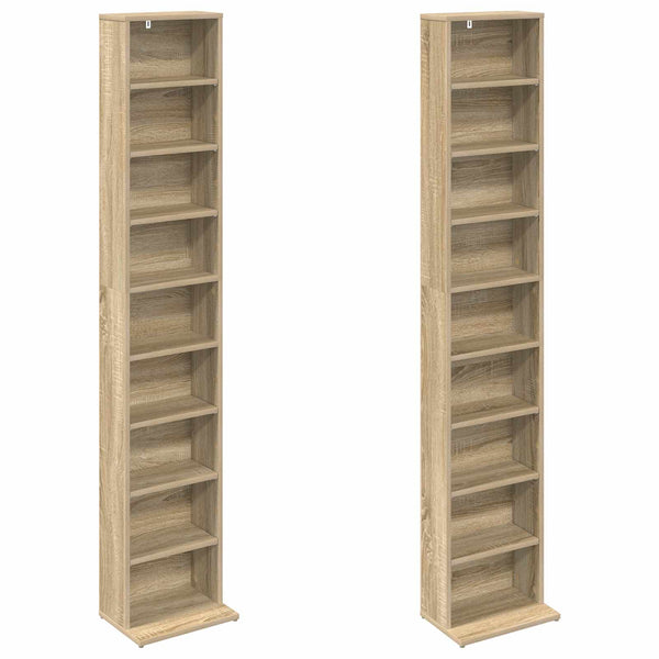 CD-kaappi 2 kpl Sonoma-tammi 33 x 23,5 x 175 cm Tekninen puu