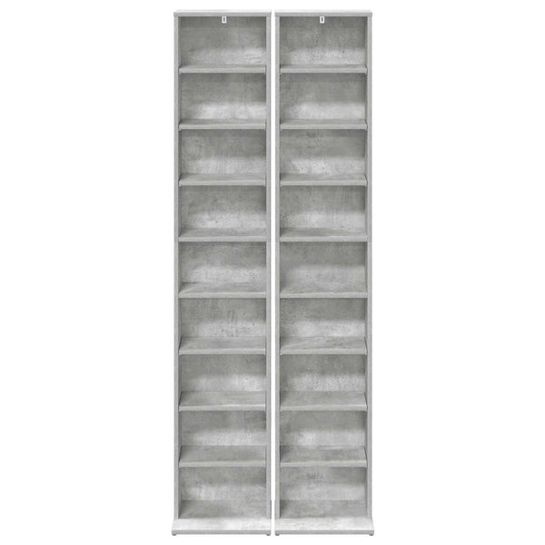 CD-kaappi 2 kpl Betoninharmaa 33 x 23,5 x 175 cm Tekninen puu