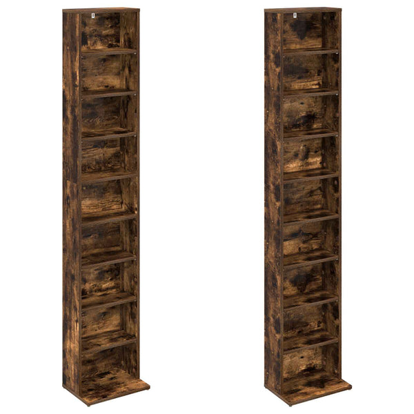 CD-kaappi 2 kpl Savutammi 33 x 23,5 x 175 cm Tekninen puu
