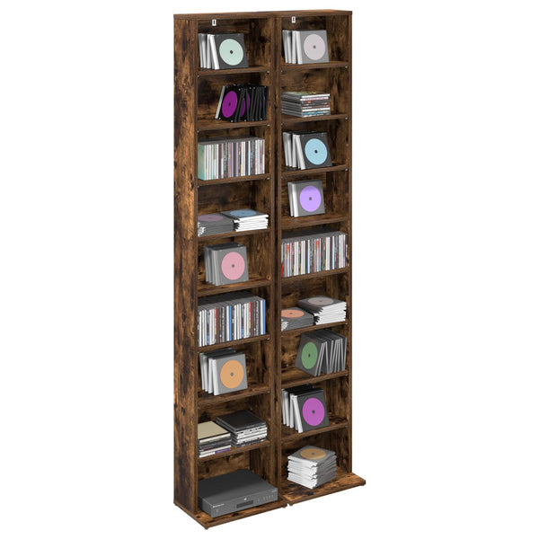 CD-kaappi 2 kpl Savutammi 33 x 23,5 x 175 cm Tekninen puu