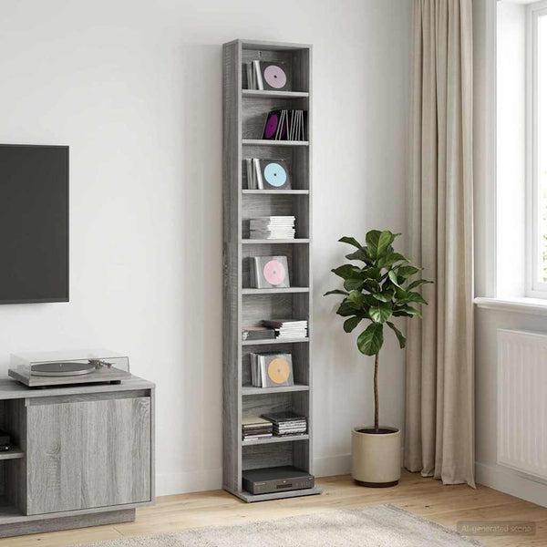 CD-kaappi Harmaa Sonoma 33 x 23,5 x 175 cm Tekninen puu