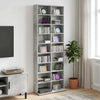 CD-kaappi Betoninharmaa 65 x 23,5 x 175 cm Tekninen puu