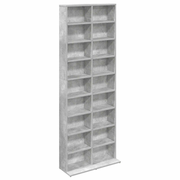 CD-kaappi Betoninharmaa 65 x 23,5 x 175 cm Tekninen puu