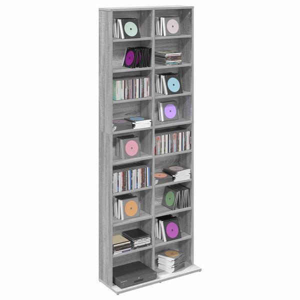 CD-kaappi Harmaa Sonoma 65 x 23,5 x 175 cm Tekninen puu