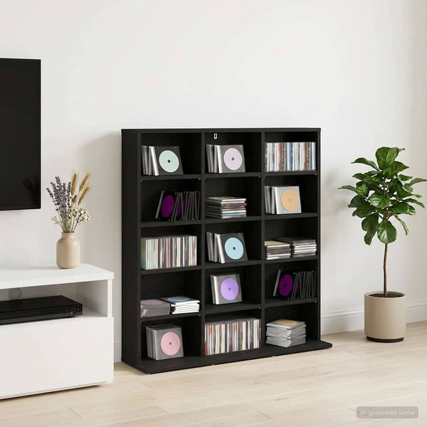 CD-kaappi Musta tammi 96 x 23,5 x 97,5 cm Tekninen puu