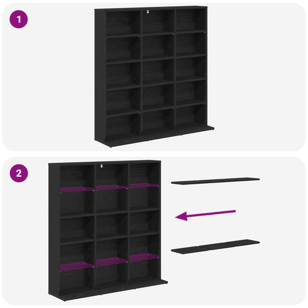 CD-kaappi Musta tammi 96 x 23,5 x 97,5 cm Tekninen puu