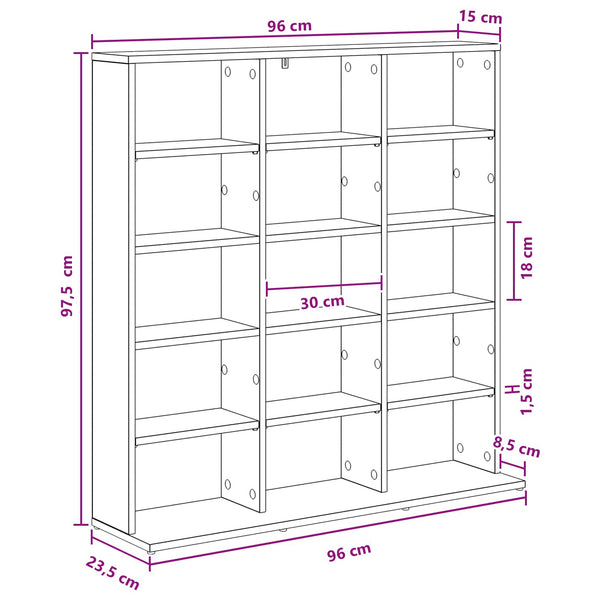 CD-kaappi Musta tammi 96 x 23,5 x 97,5 cm Tekninen puu