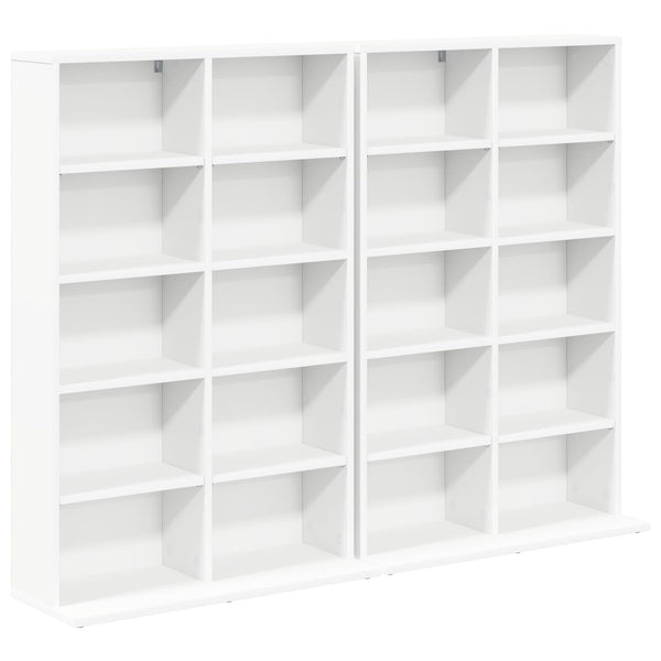 CD-kaappi 2 kpl valkoinen 65 x 23,5 x 97,5 cm Tekninen puu