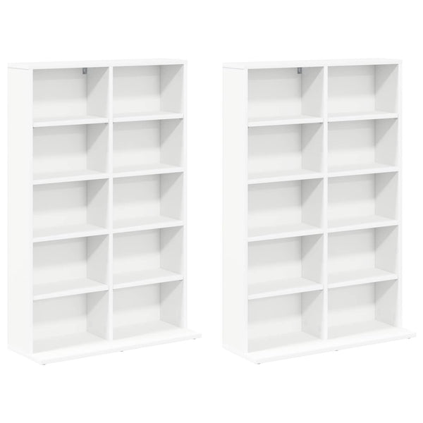 CD-kaappi 2 kpl valkoinen 65 x 23,5 x 97,5 cm Tekninen puu
