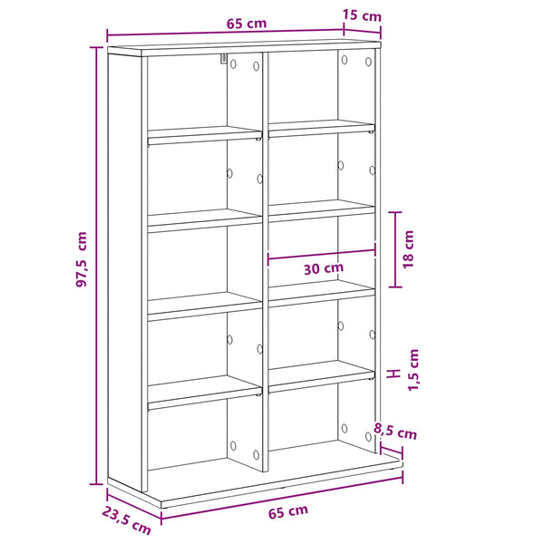 CD-kaappi Musta tammi 65 x 23,5 x 97,5 cm Tekninen puu