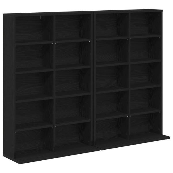 CD-kaappi 2 kpl Musta tammi 65 x 23,5 x 97,5 cm Tekninen puu