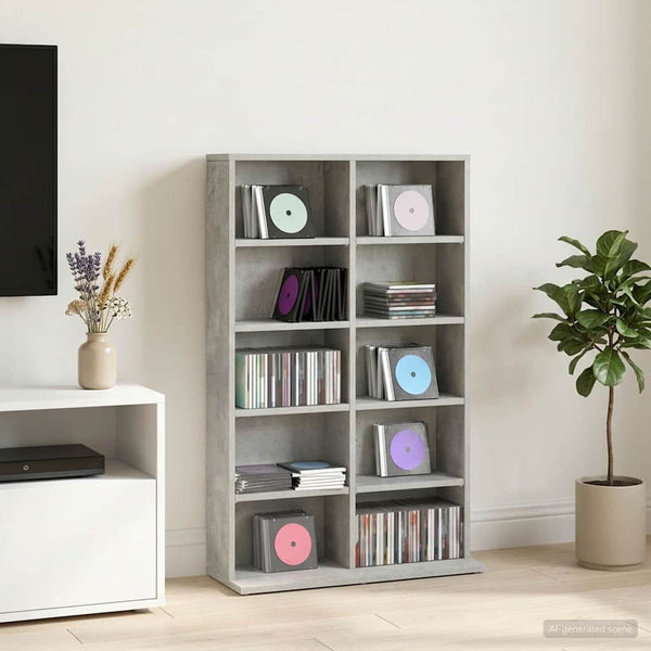 CD-kaappi Betoninharmaa 65 x 23,5 x 97,5 cm Tekninen puu