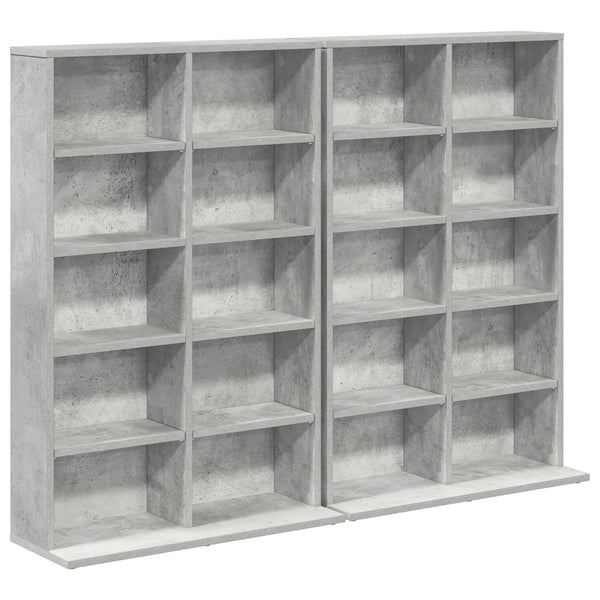 CD-kaappi 2 kpl Betoninharmaa 65 x 23,5 x 97,5 cm Tekninen puu