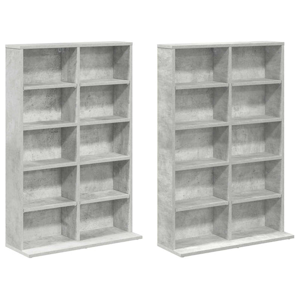 CD-kaappi 2 kpl Betoninharmaa 65 x 23,5 x 97,5 cm Tekninen puu