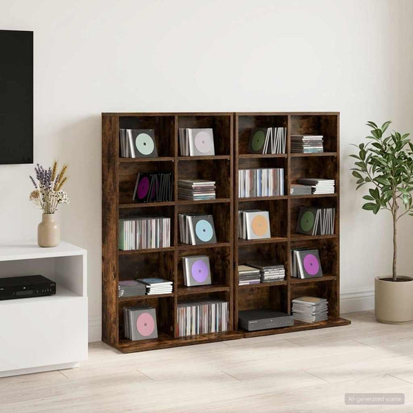CD-kaappi 2 kpl Savutammi 65 x 23,5 x 97,5 cm Tekninen puu