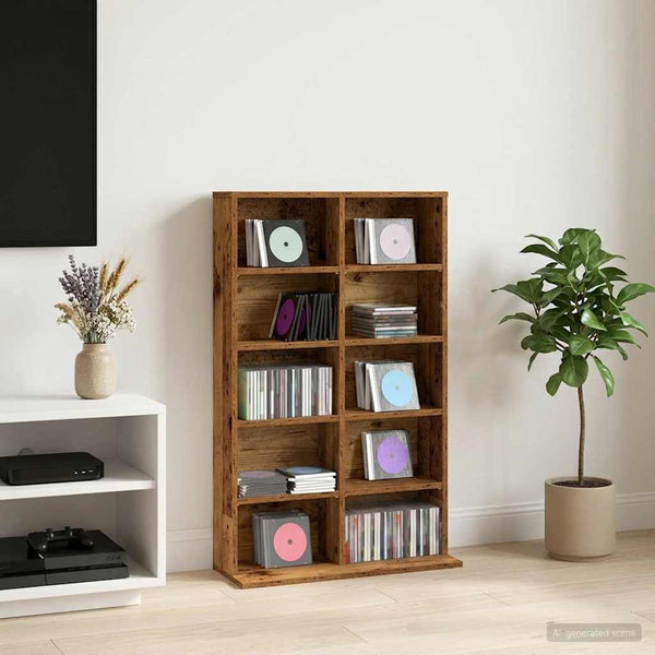 CD-kaappi Vanha puu 65 x 23,5 x 97,5 cm Tekninen puu