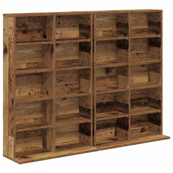 CD-kaappi 2 kpl Vanha puu 65 x 23,5 x 97,5 cm Tekninen puu