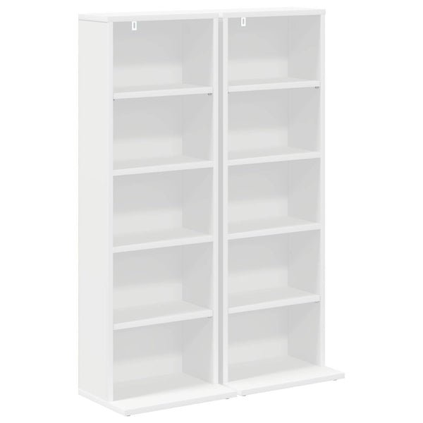 CD-kaappi 2 kpl valkoinen 33 x 23,5 x 97,5 cm Tekninen puu