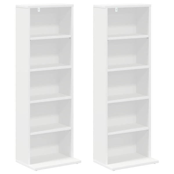CD-kaappi 2 kpl valkoinen 33 x 23,5 x 97,5 cm Tekninen puu