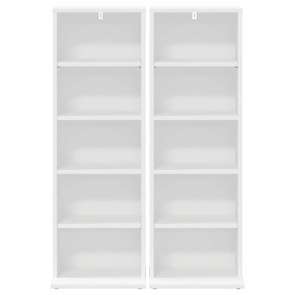 CD-kaappi 2 kpl valkoinen 33 x 23,5 x 97,5 cm Tekninen puu