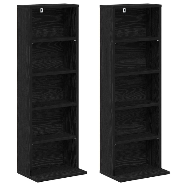 CD-kaappi 2 kpl Musta tammi 33 x 23,5 x 97,5 cm Tekninen puu