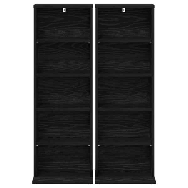 CD-kaappi 2 kpl Musta tammi 33 x 23,5 x 97,5 cm Tekninen puu