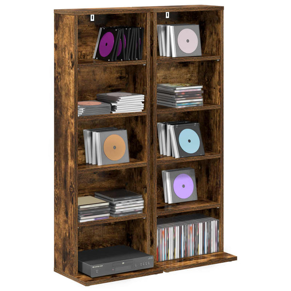 CD-kaappi 2 kpl Savutammi 33 x 23,5 x 97,5 cm Tekninen puu