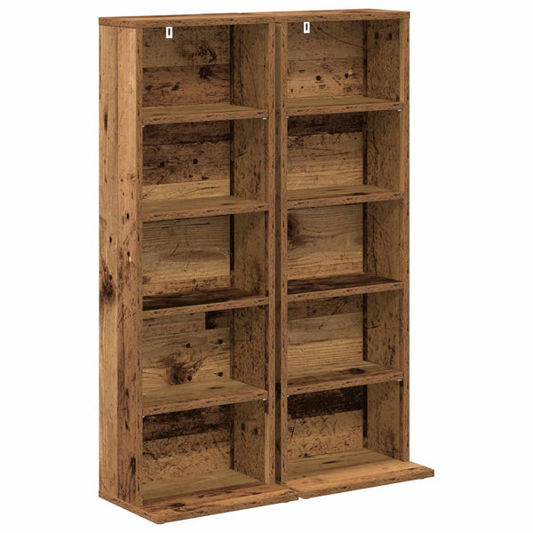 CD-kaappi 2 kpl Vanha puu 33 x 23,5 x 97,5 cm Tekninen puu