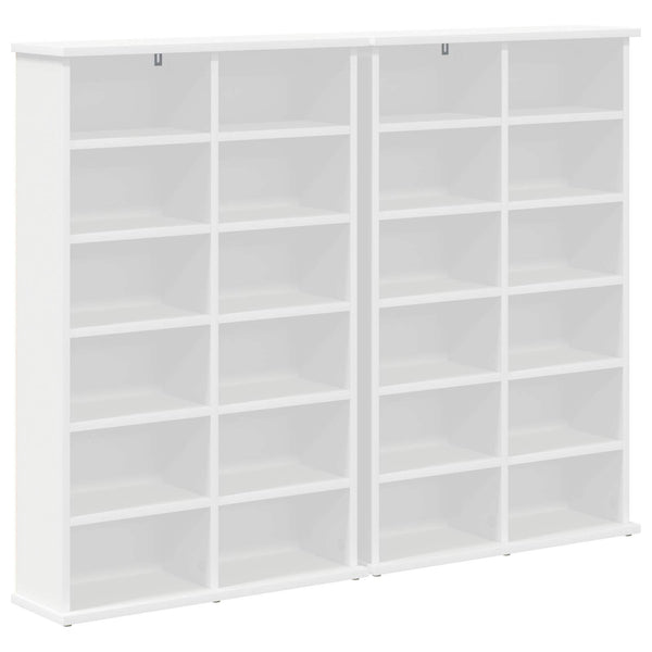 CD-kaappi 2 kpl valkoinen 60 x 17 x 92 cm Tekninen puu