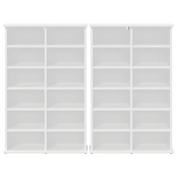CD-kaappi 2 kpl valkoinen 60 x 17 x 92 cm Tekninen puu