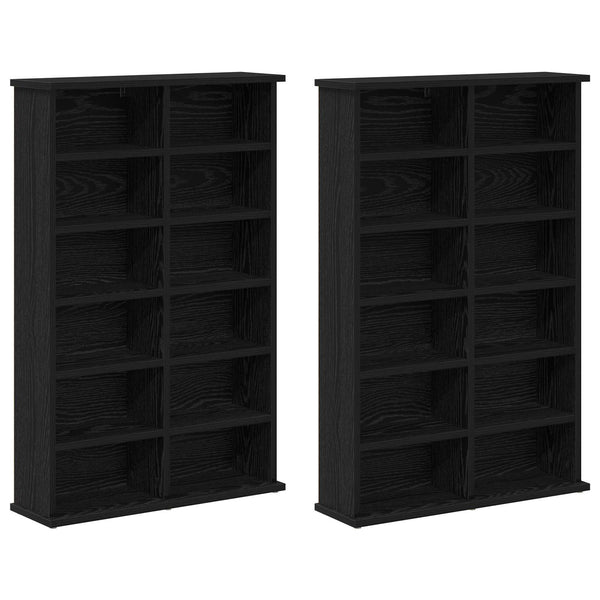 CD-kaappi 2 kpl Musta tammi 60 x 17 x 92 cm Tekninen puu