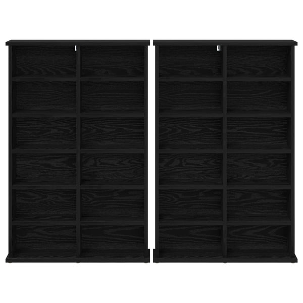 CD-kaappi 2 kpl Musta tammi 60 x 17 x 92 cm Tekninen puu