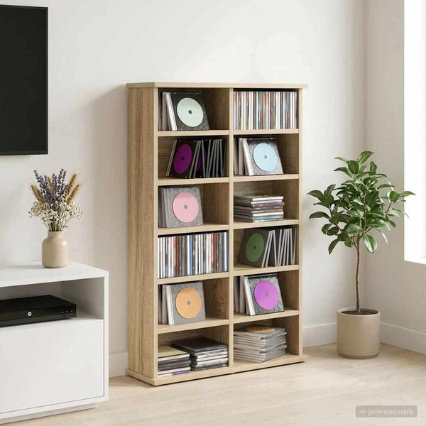 CD-kaappi Sonoma-tammi 60 x 17 x 92 cm Tekninen puu