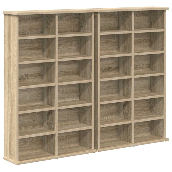 CD-kaappi 2 kpl Sonoma-tammi 60 x 17 x 92 cm Tekninen puu