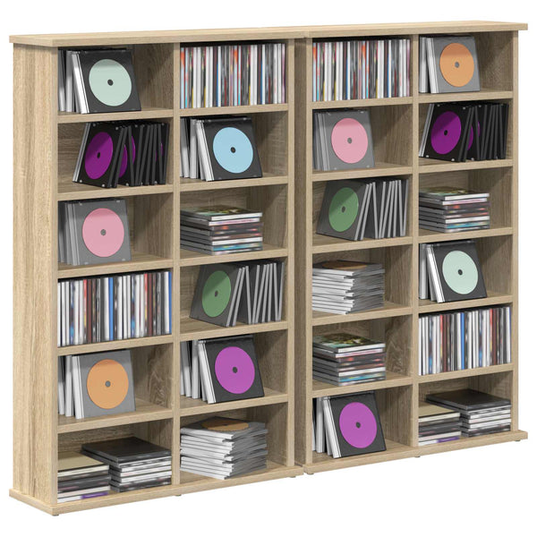 CD-kaappi 2 kpl Sonoma-tammi 60 x 17 x 92 cm Tekninen puu