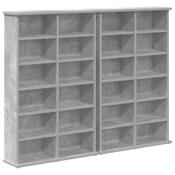 CD-kaappi 2 kpl Betoninharmaa 60 x 17 x 92 cm Tekninen puu