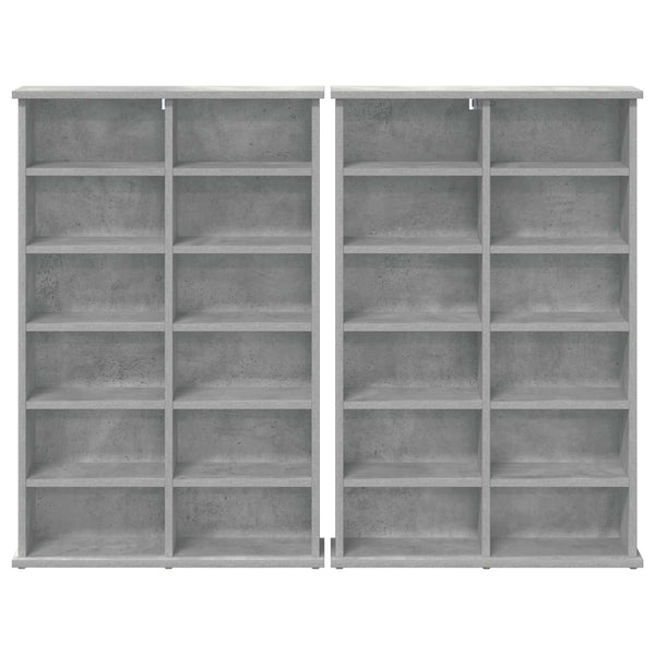 CD-kaappi 2 kpl Betoninharmaa 60 x 17 x 92 cm Tekninen puu